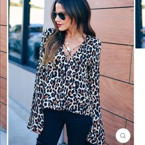 NWT Band of Gypsies Leopard Surplice Top blouse